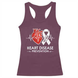 Go Red Heart Disease Prevention Racerback Tank Top Heartbeat CHD Wear Red February Month TS10 Maroon Print Your Wear