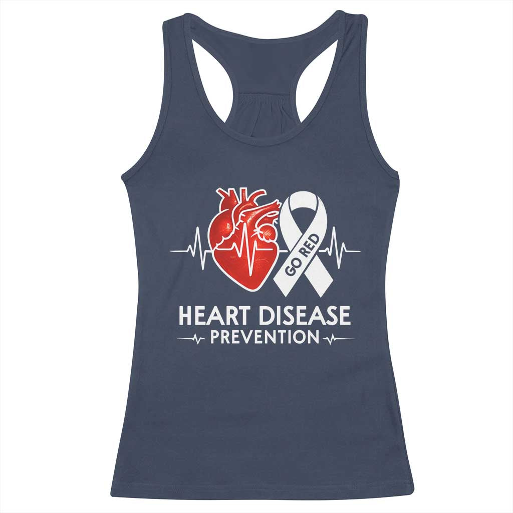 Go Red Heart Disease Prevention Racerback Tank Top Heartbeat CHD Wear Red February Month TS10 Navy Print Your Wear