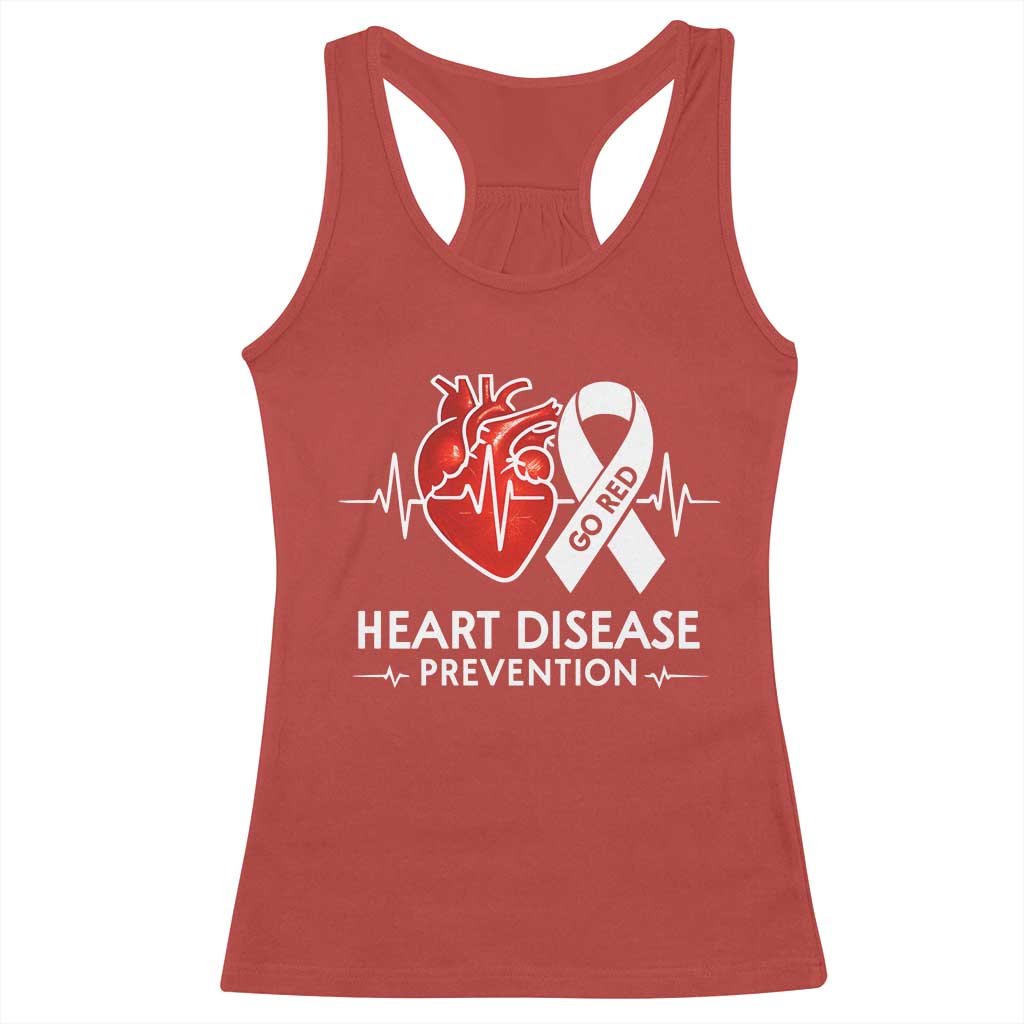 Go Red Heart Disease Prevention Racerback Tank Top Heartbeat CHD Wear Red February Month TS10 Red Print Your Wear