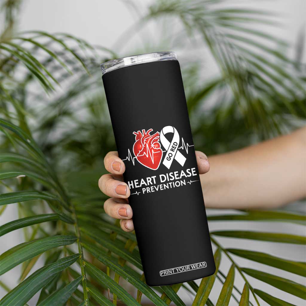 Go Red Heart Disease Prevention Skinny Tumbler Heartbeat CHD Wear Red February Month TS10 Print Your Wear