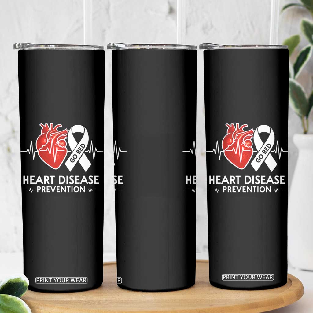 Go Red Heart Disease Prevention Skinny Tumbler Heartbeat CHD Wear Red February Month TS10 Print Your Wear
