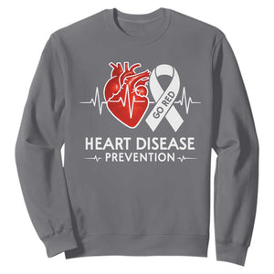 Go Red Heart Disease Prevention Sweatshirt Heartbeat CHD Wear Red February Month TS10 Charcoal Print Your Wear