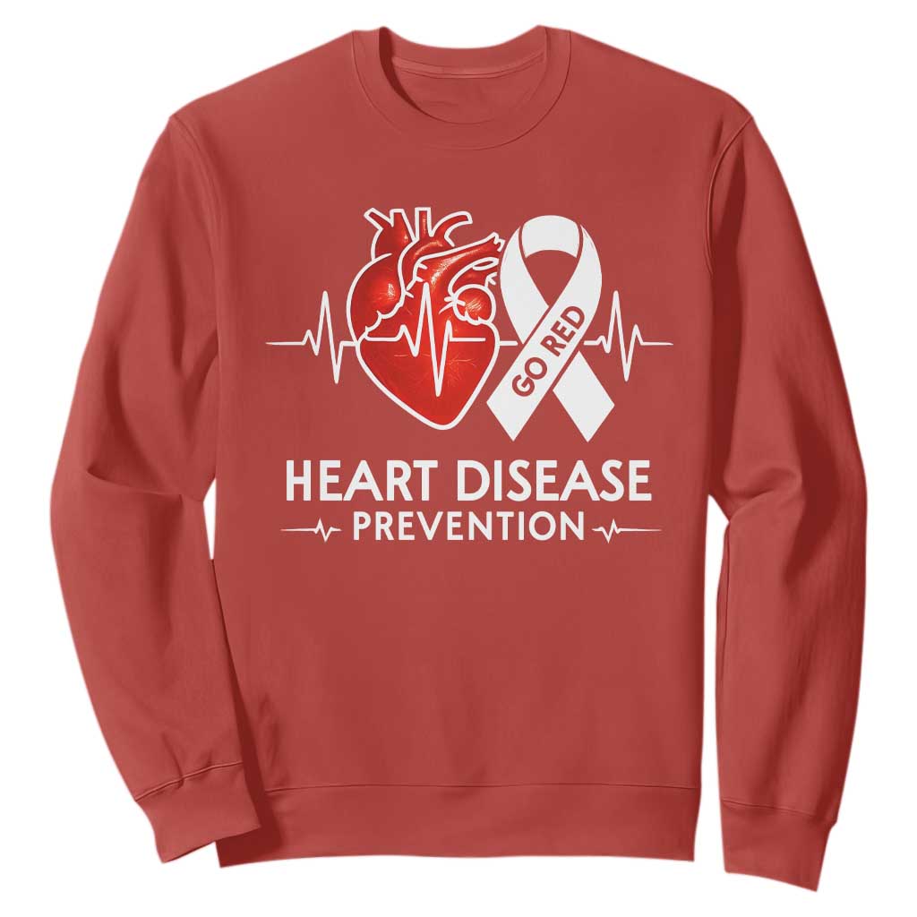 Go Red Heart Disease Prevention Sweatshirt Heartbeat CHD Wear Red February Month TS10 Red Print Your Wear
