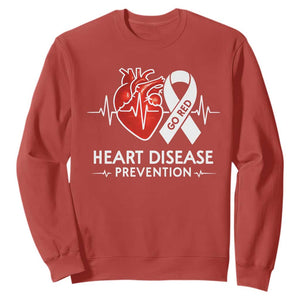 Go Red Heart Disease Prevention Sweatshirt Heartbeat CHD Wear Red February Month TS10 Red Print Your Wear