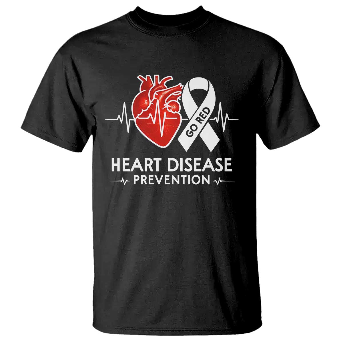 Go Red Heart Disease Prevention T Shirt Heartbeat CHD Wear Red February Month TS10 Black Print Your Wear