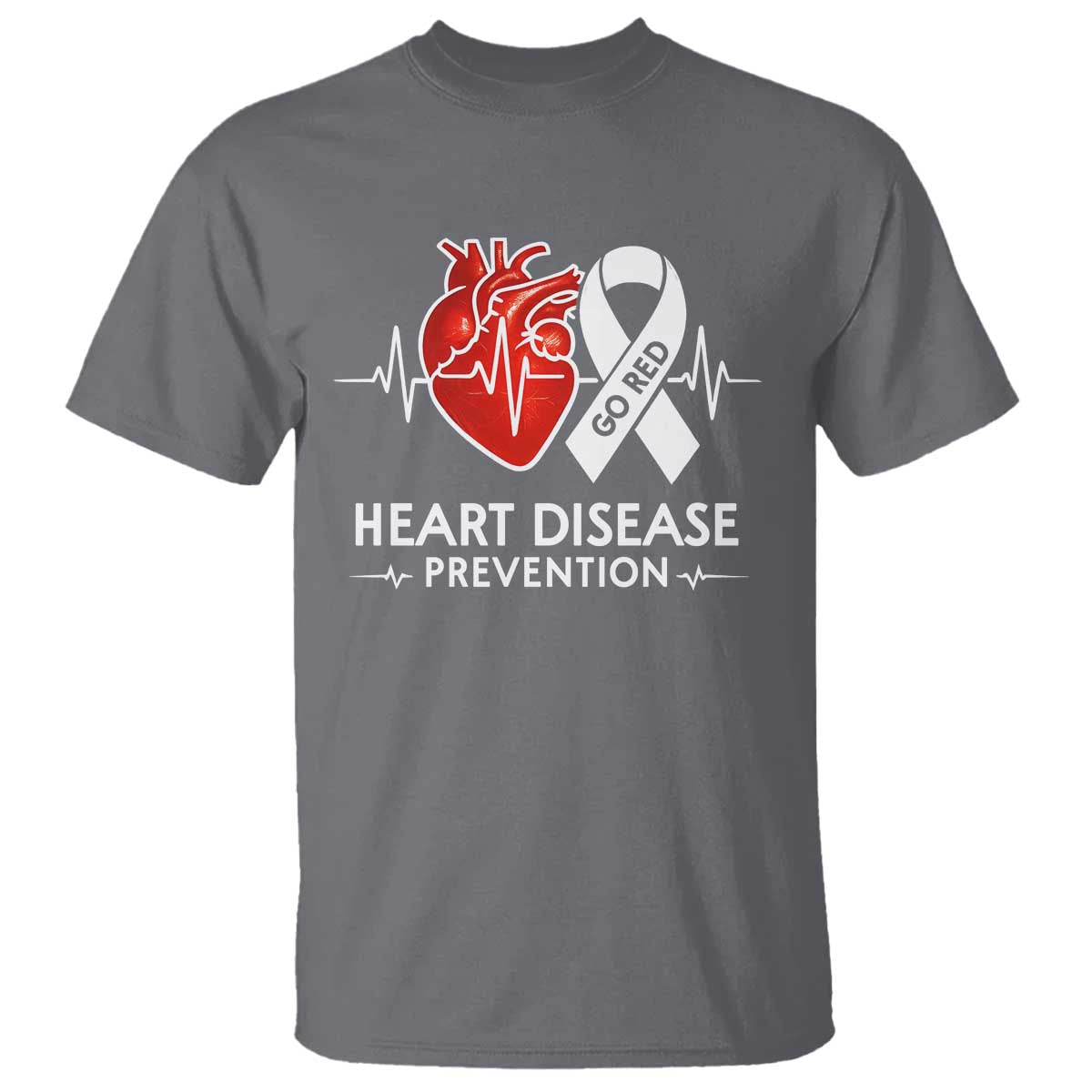 Go Red Heart Disease Prevention T Shirt Heartbeat CHD Wear Red February Month TS10 Charcoal Print Your Wear