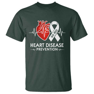 Go Red Heart Disease Prevention T Shirt Heartbeat CHD Wear Red February Month TS10 Dark Forest Green Print Your Wear