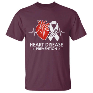 Go Red Heart Disease Prevention T Shirt Heartbeat CHD Wear Red February Month TS10 Maroon Print Your Wear