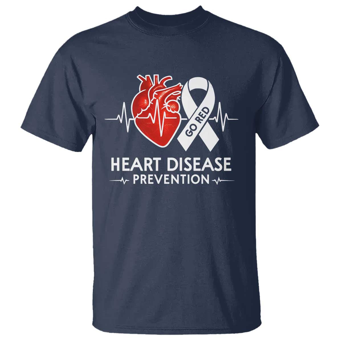 Go Red Heart Disease Prevention T Shirt Heartbeat CHD Wear Red February Month TS10 Navy Print Your Wear