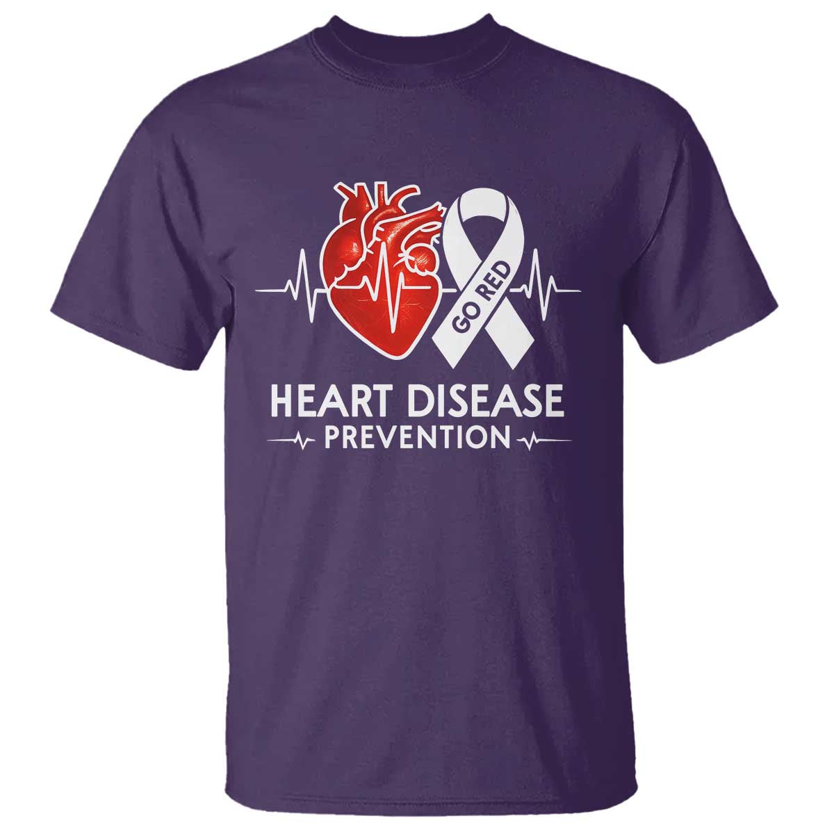 Go Red Heart Disease Prevention T Shirt Heartbeat CHD Wear Red February Month TS10 Purple Print Your Wear