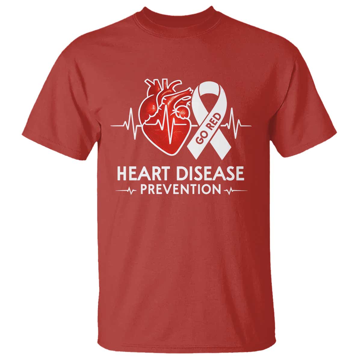 Go Red Heart Disease Prevention T Shirt Heartbeat CHD Wear Red February Month TS10 Red Print Your Wear