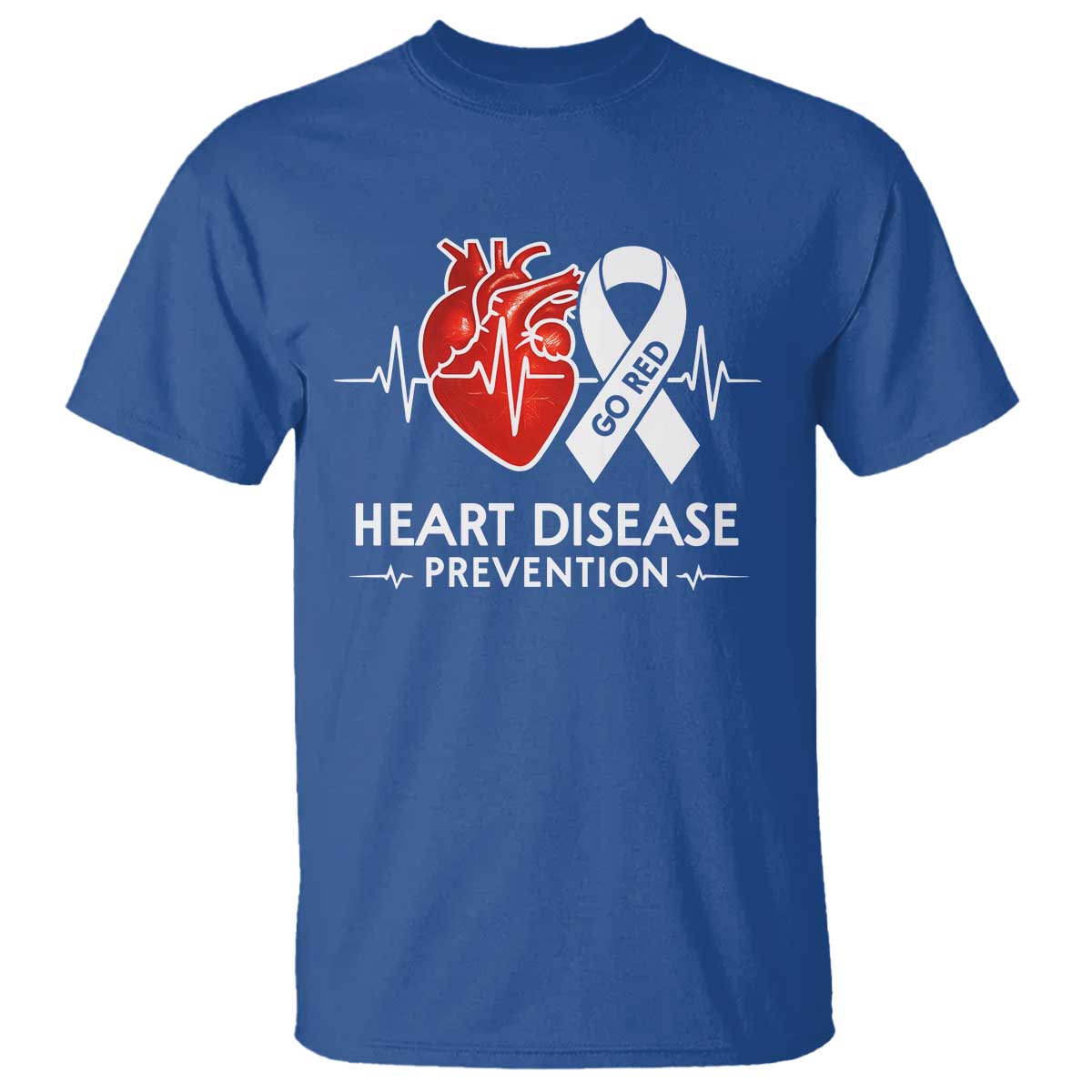 Go Red Heart Disease Prevention T Shirt Heartbeat CHD Wear Red February Month TS10 Royal Blue Print Your Wear