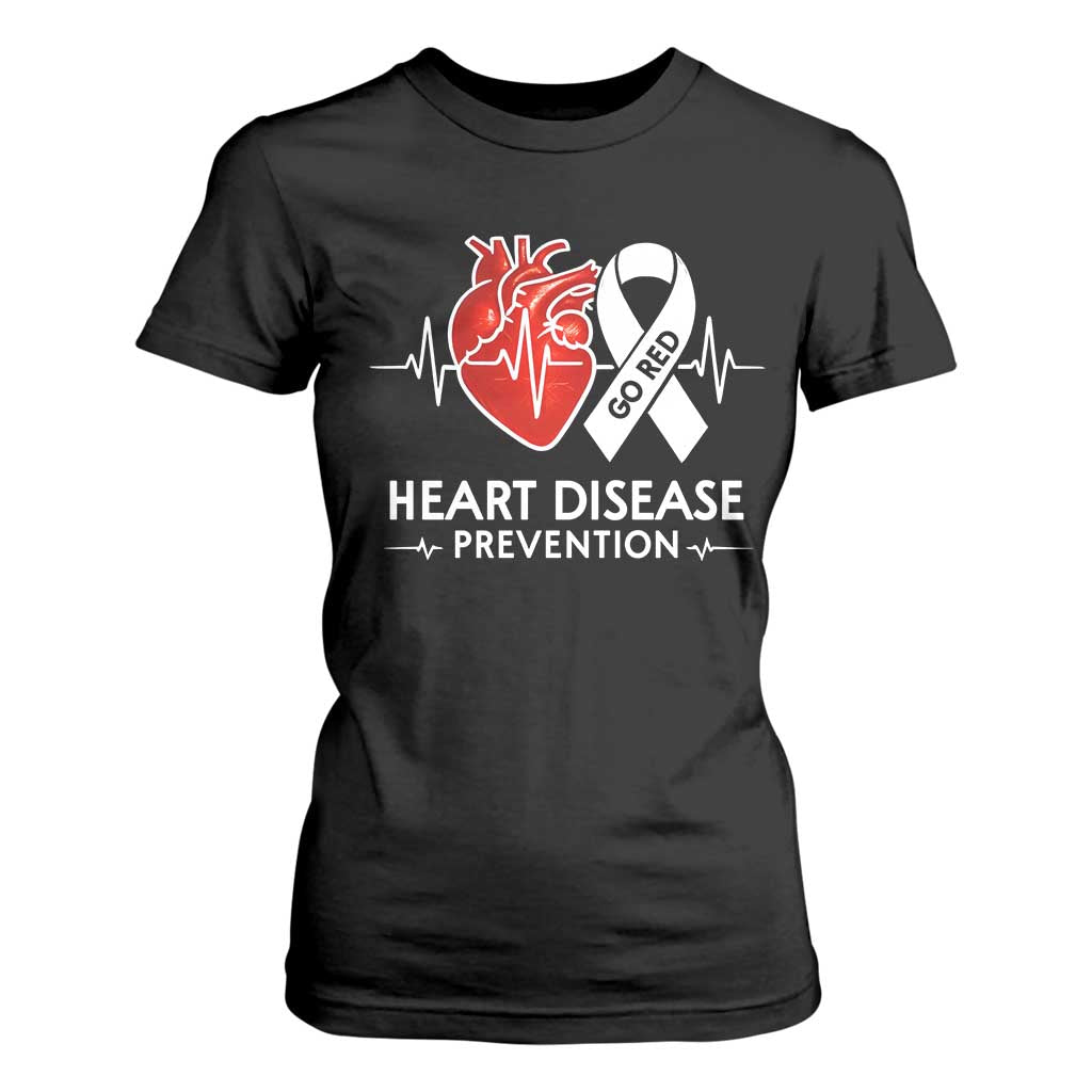 Go Red Heart Disease Prevention T Shirt For Women Heartbeat CHD Wear Red February Month TS10 Black Print Your Wear