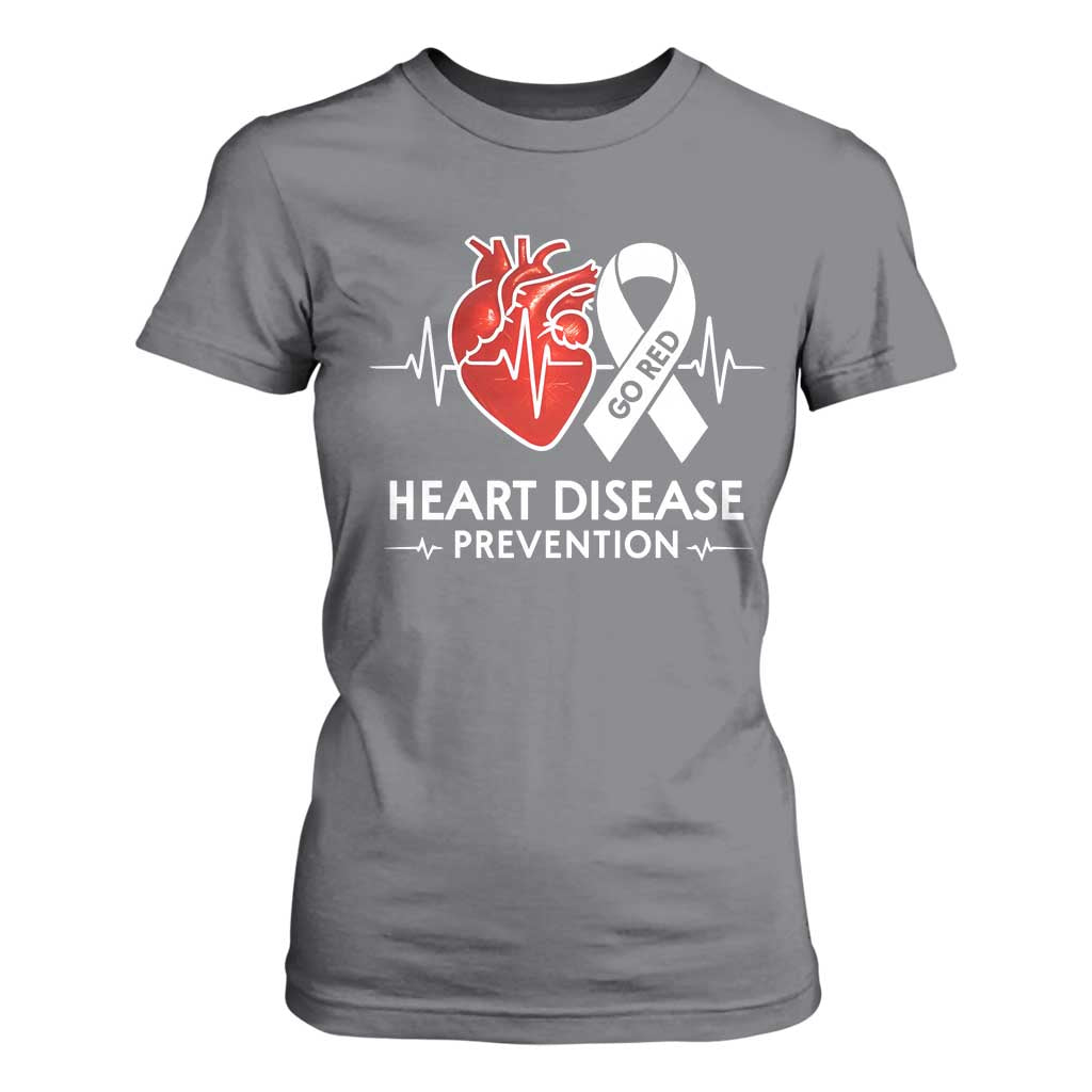 Go Red Heart Disease Prevention T Shirt For Women Heartbeat CHD Wear Red February Month TS10 Charcoal Print Your Wear