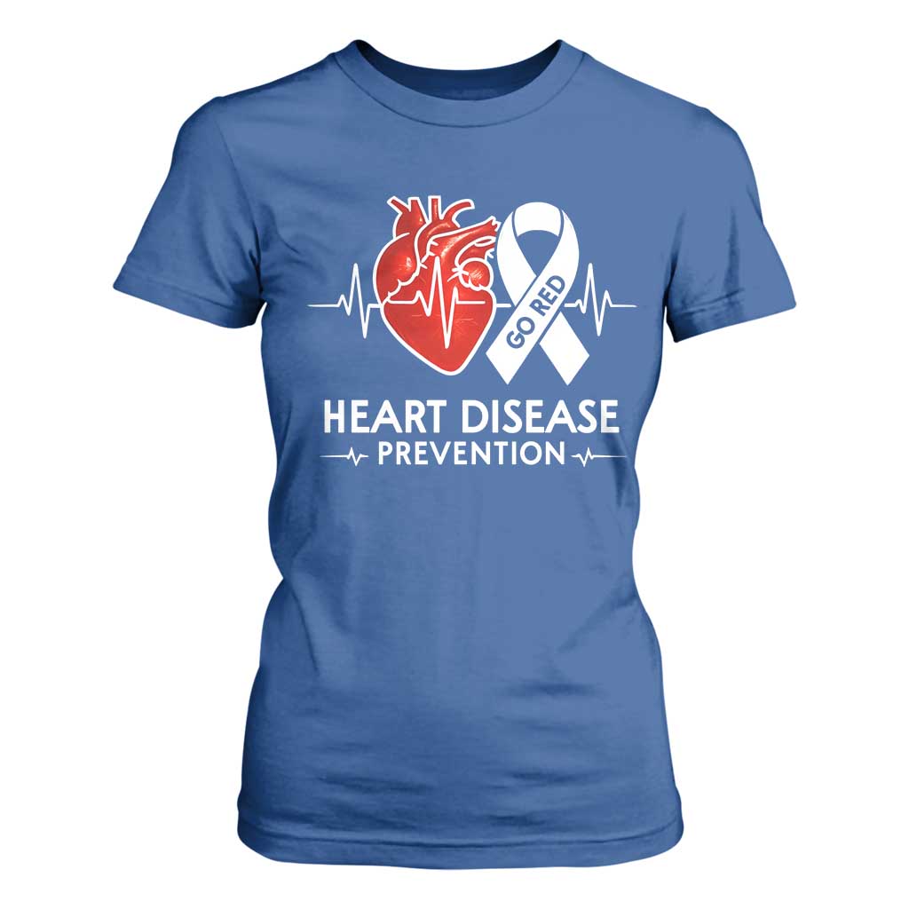 Go Red Heart Disease Prevention T Shirt For Women Heartbeat CHD Wear Red February Month TS10 Royal Blue Print Your Wear