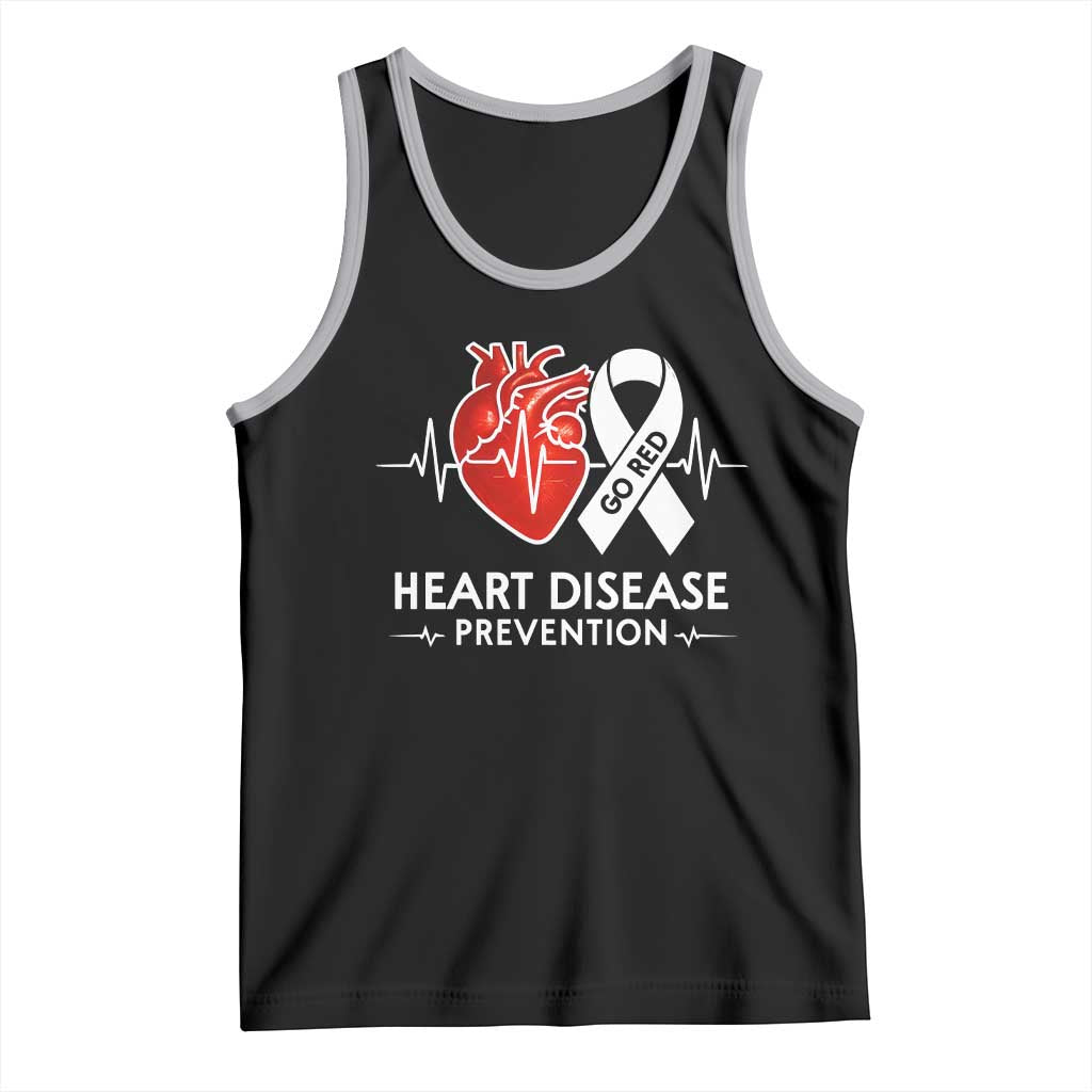 Go Red Heart Disease Prevention Tank Top Heartbeat CHD Wear Red February Month TS10 Black Athletic Heather Print Your Wear
