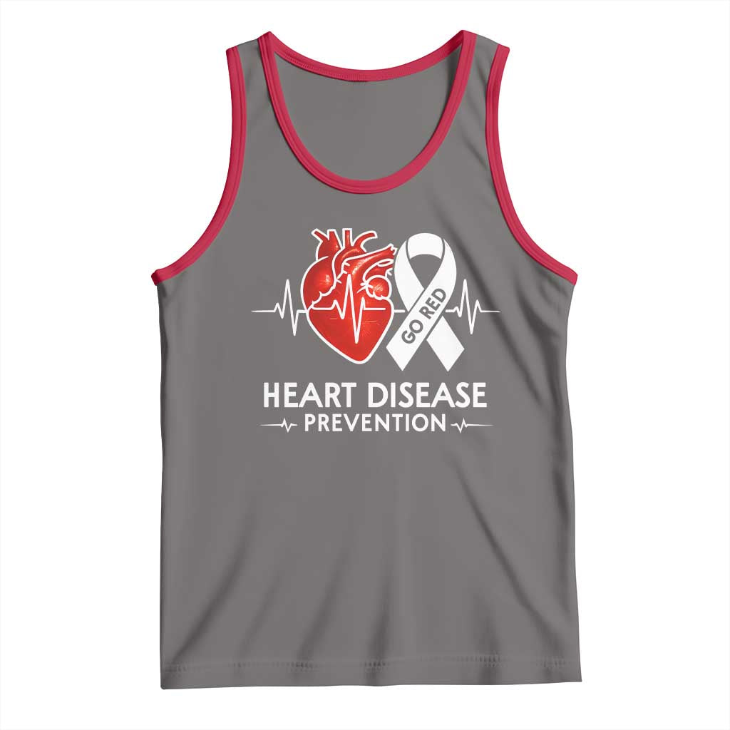 Go Red Heart Disease Prevention Tank Top Heartbeat CHD Wear Red February Month TS10 Deep Heather Red Print Your Wear