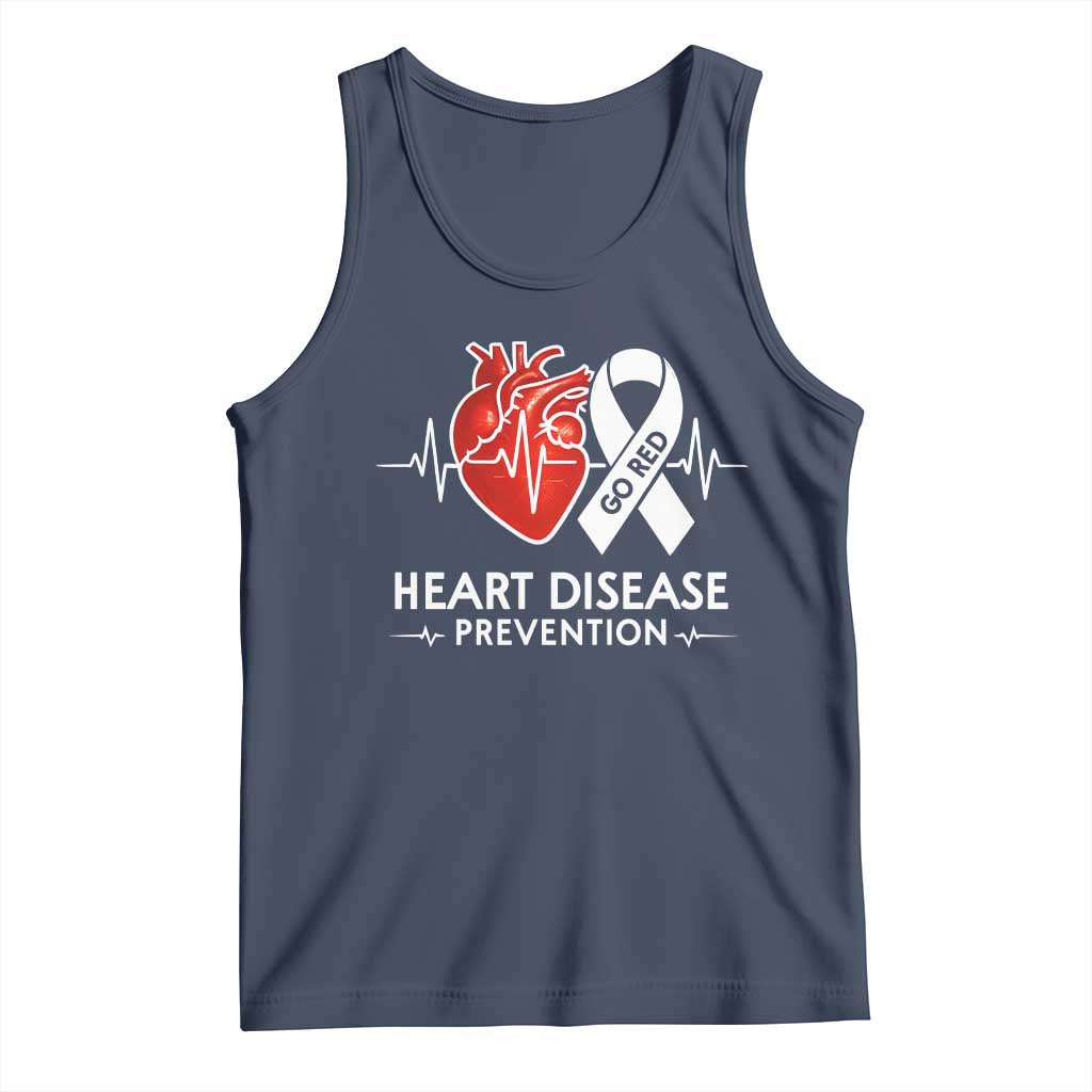 Go Red Heart Disease Prevention Tank Top Heartbeat CHD Wear Red February Month TS10 Navy Print Your Wear