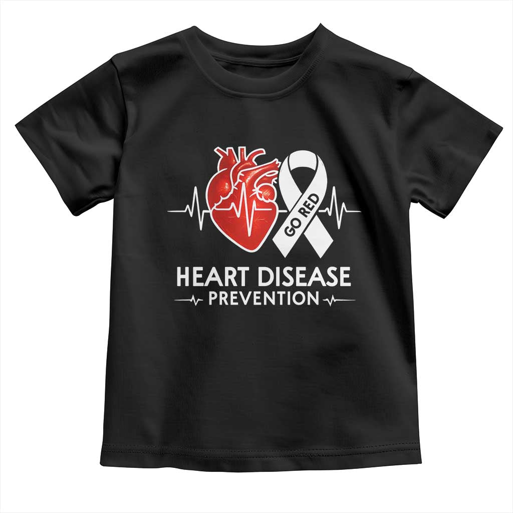 Go Red Heart Disease Prevention Toddler T Shirt Heartbeat CHD Wear Red February Month TS10 Black Print Your Wear
