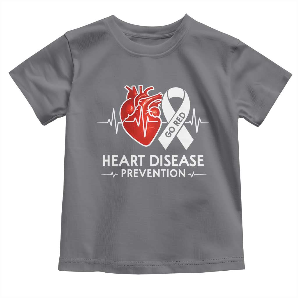 Go Red Heart Disease Prevention Toddler T Shirt Heartbeat CHD Wear Red February Month TS10 Charcoal Print Your Wear