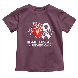 Go Red Heart Disease Prevention Toddler T Shirt Heartbeat CHD Wear Red February Month TS10 Maroon Print Your Wear