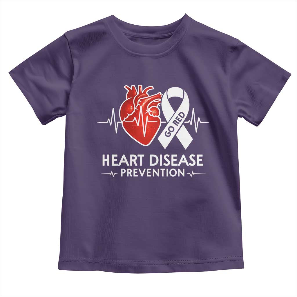 Go Red Heart Disease Prevention Toddler T Shirt Heartbeat CHD Wear Red February Month TS10 Purple Print Your Wear