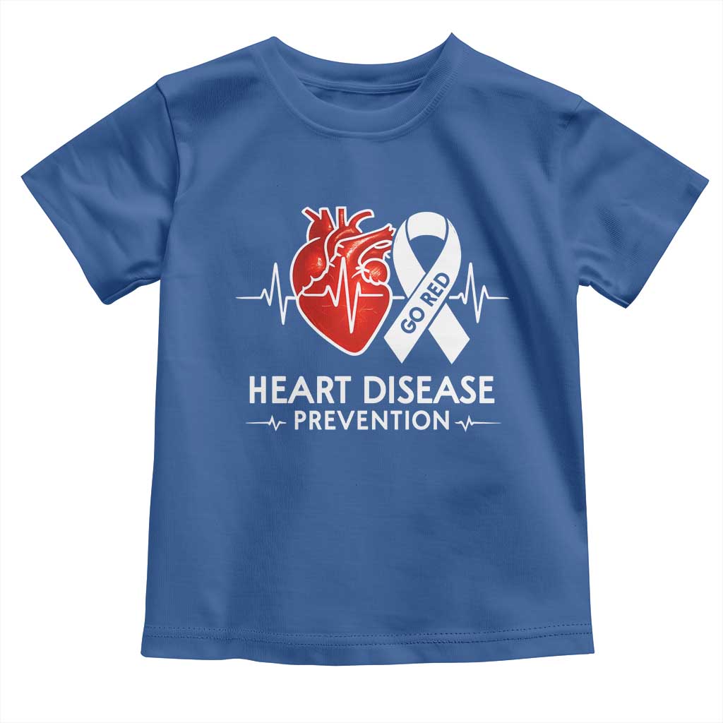 Go Red Heart Disease Prevention Toddler T Shirt Heartbeat CHD Wear Red February Month TS10 Royal Blue Print Your Wear