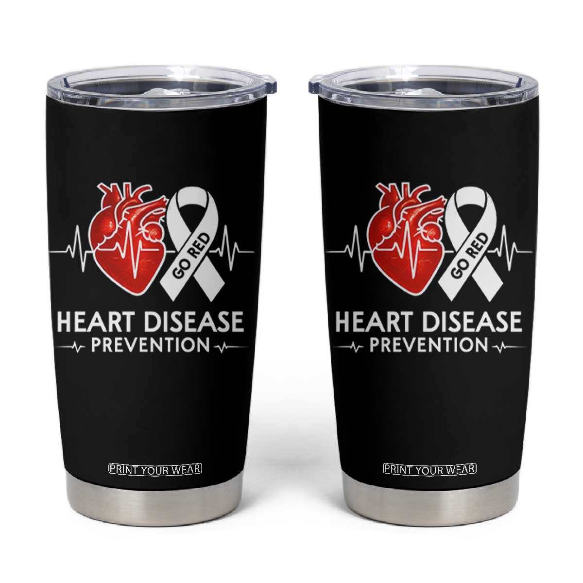 Go Red Heart Disease Prevention Tumbler Cup Heartbeat CHD Wear Red February Month TS10 Black Print Your Wear