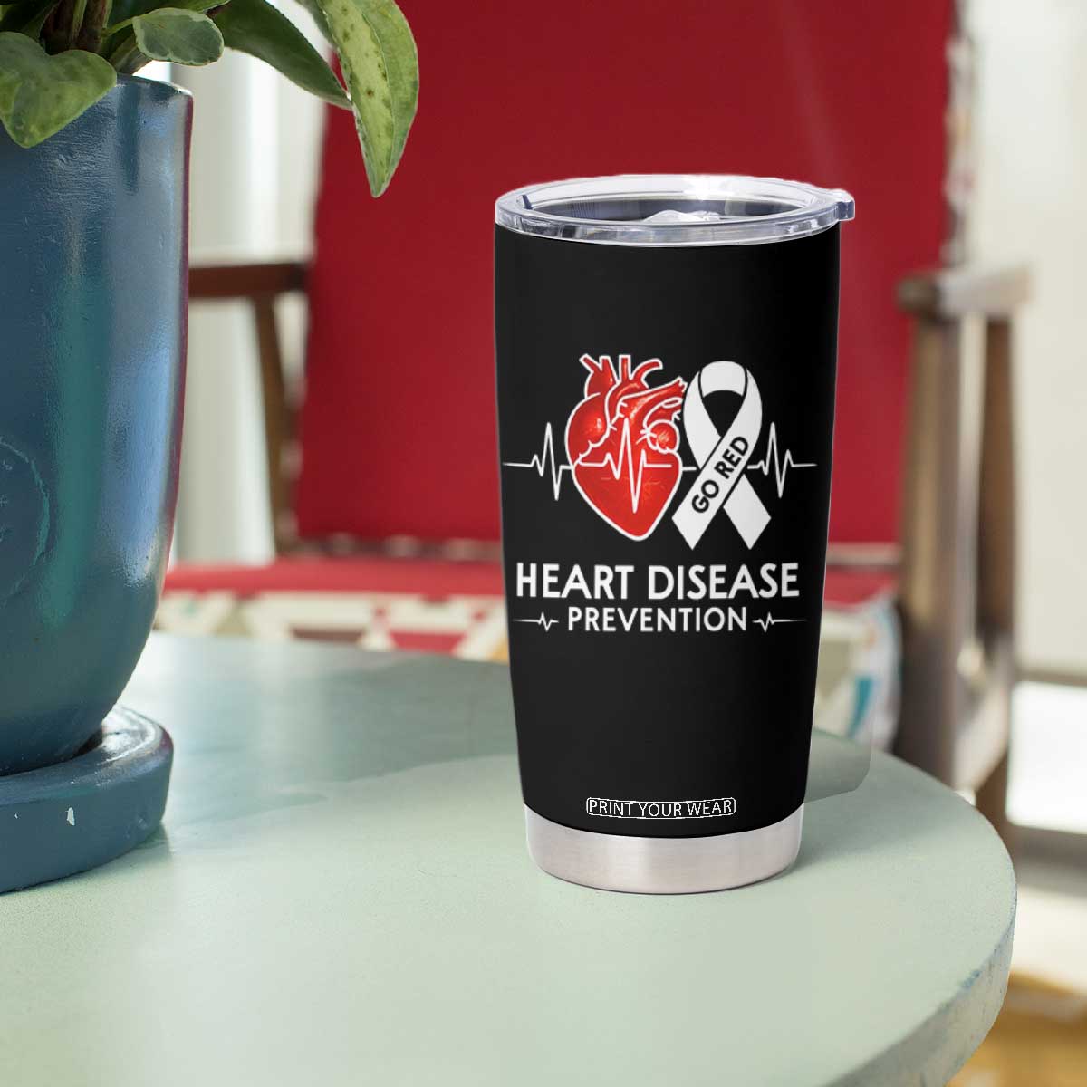 Go Red Heart Disease Prevention Tumbler Cup Heartbeat CHD Wear Red February Month TS10 Print Your Wear