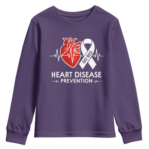 Go Red Heart Disease Prevention Youth Sweatshirt Heartbeat CHD Wear Red February Month TS10 Purple Print Your Wear