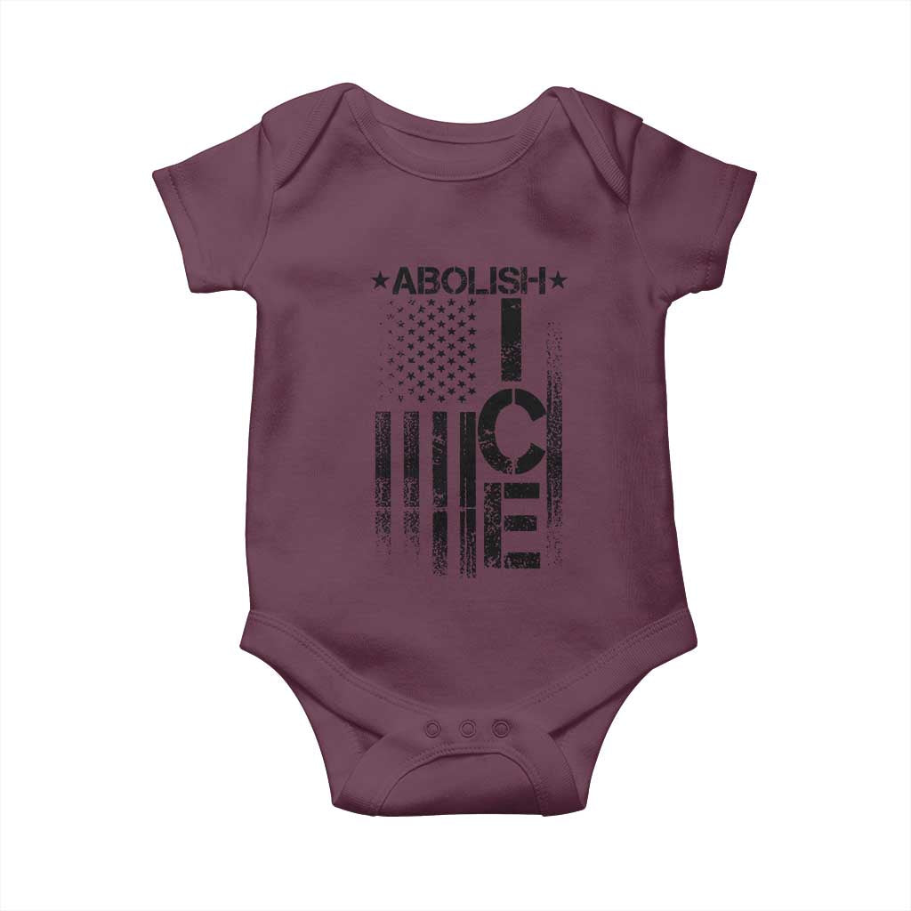 Abolish ICE Baby Onesie Vintage American Flag TS10 Maroon Print Your Wear