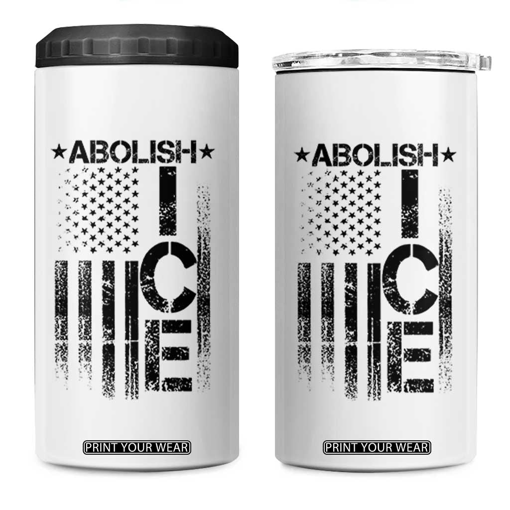 Abolish ICE 4 in 1 Can Cooler Tumbler Vintage American Flag TS10 One Size: 16 oz White Print Your Wear