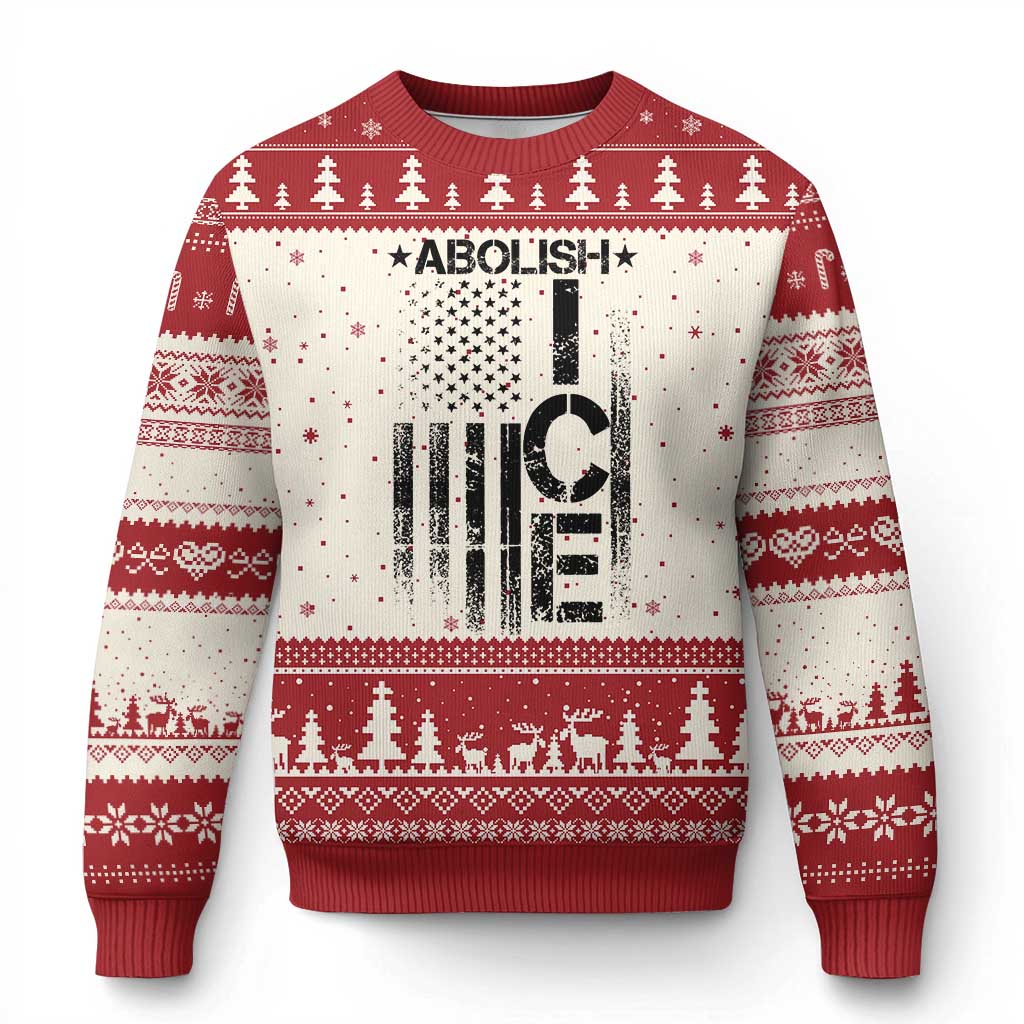Abolish ICE Ugly Christmas Sweater Vintage American Flag TS10 Beige Red Print Your Wear