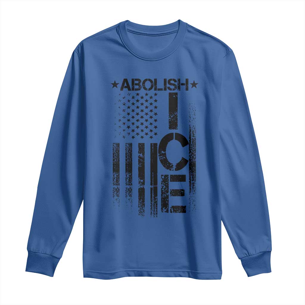 Abolish ICE Long Sleeve Shirt Vintage American Flag TS10 Royal Blue Print Your Wear