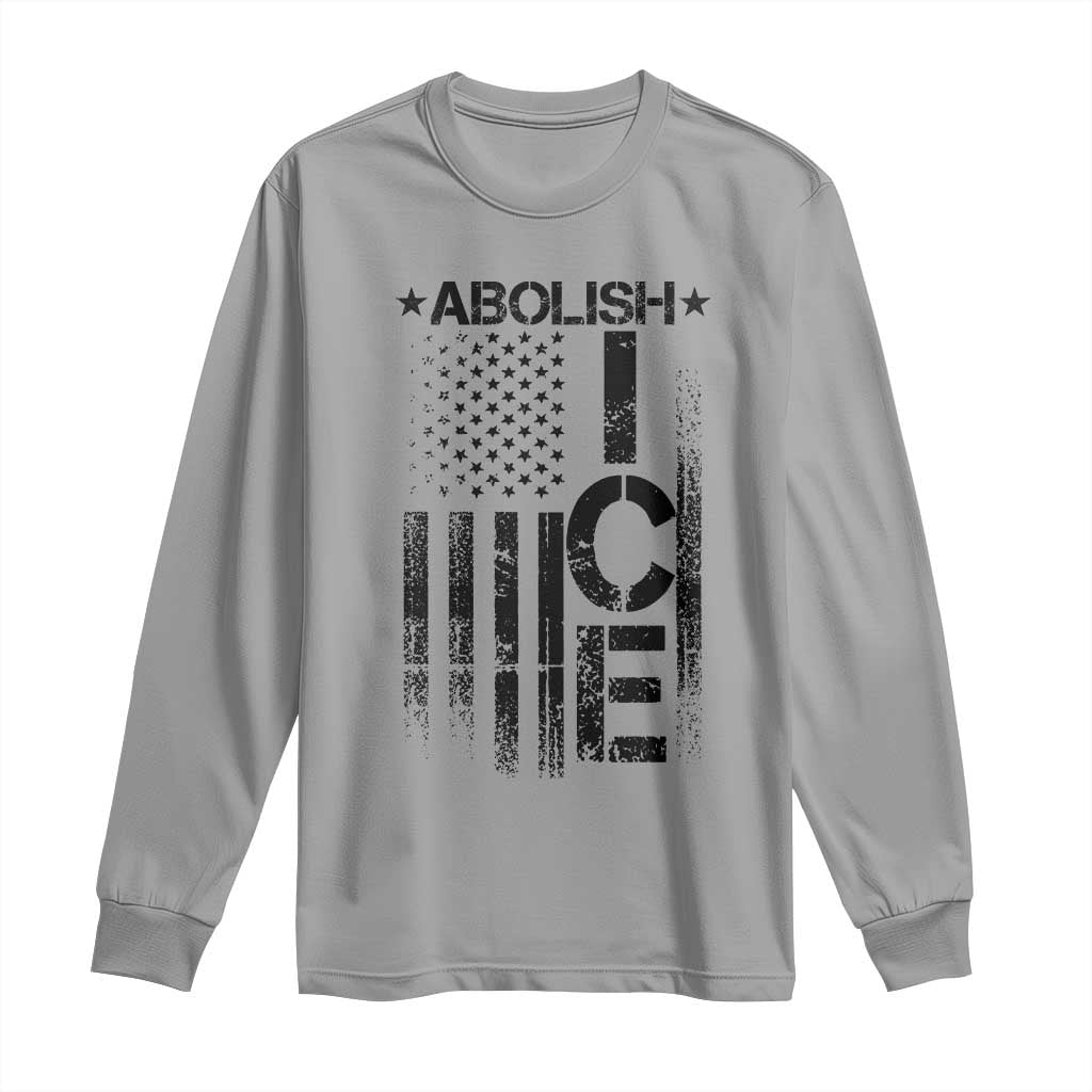 Abolish ICE Long Sleeve Shirt Vintage American Flag TS10 Sport Gray Print Your Wear