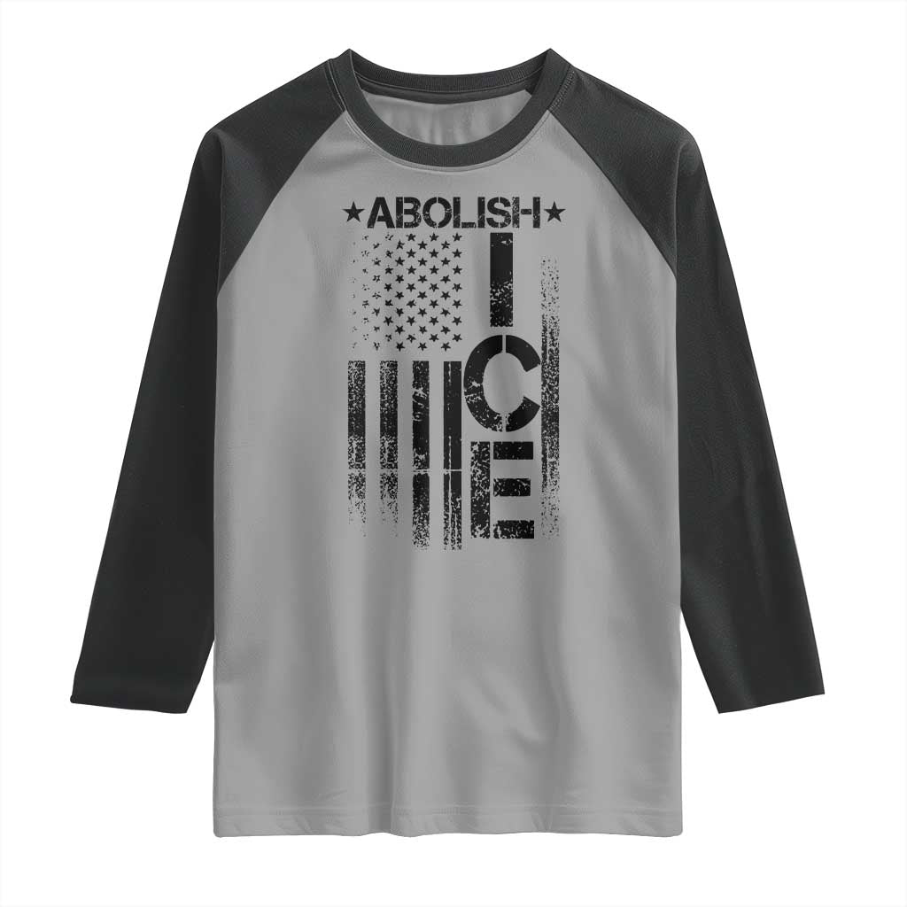 Abolish ICE Raglan Shirt Vintage American Flag TS10 Sport Gray Black Print Your Wear