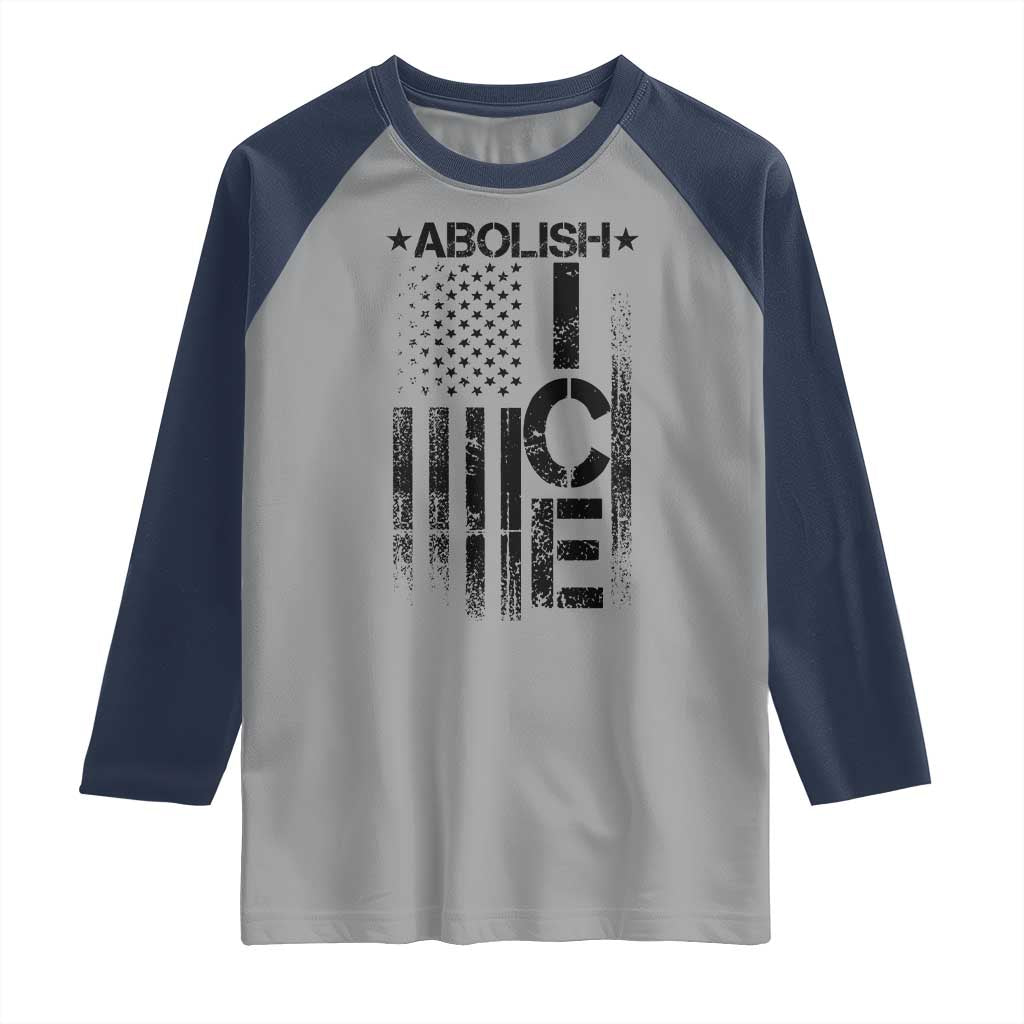Abolish ICE Raglan Shirt Vintage American Flag TS10 Sport Gray Navy Print Your Wear