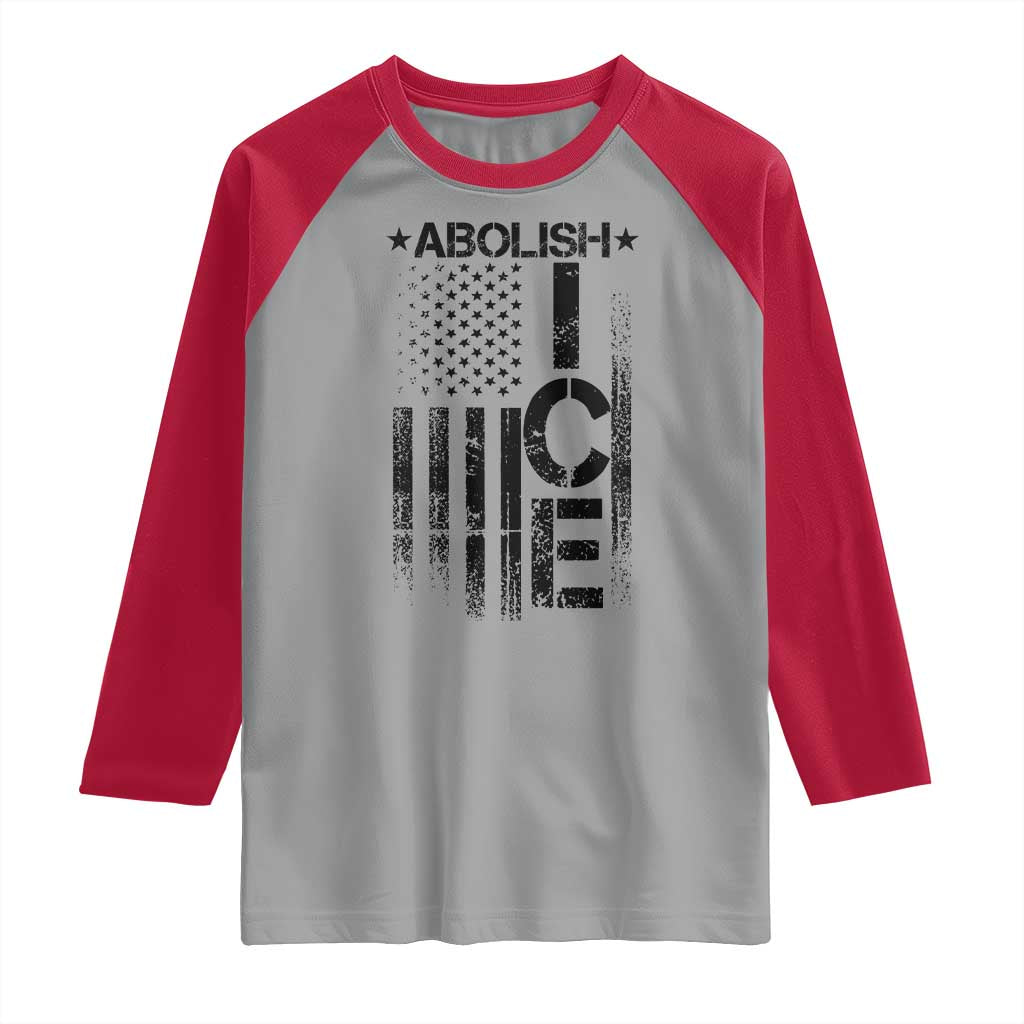 Abolish ICE Raglan Shirt Vintage American Flag TS10 Sport Gray Red Print Your Wear