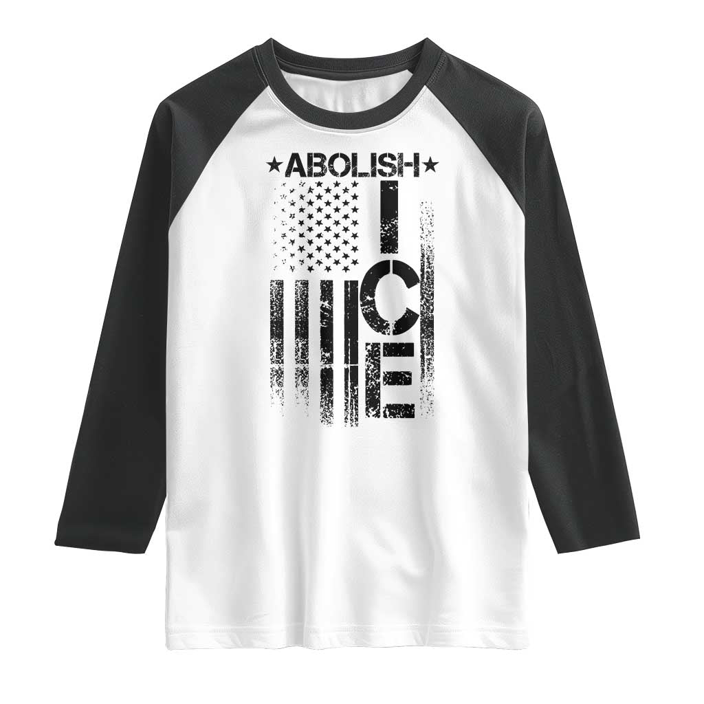 Abolish ICE Raglan Shirt Vintage American Flag TS10 White Black Print Your Wear