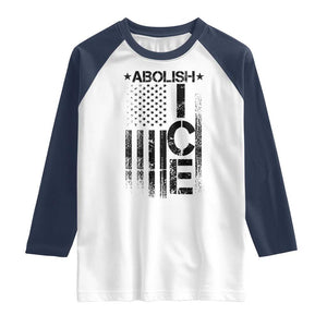 Abolish ICE Raglan Shirt Vintage American Flag TS10 White Navy Print Your Wear