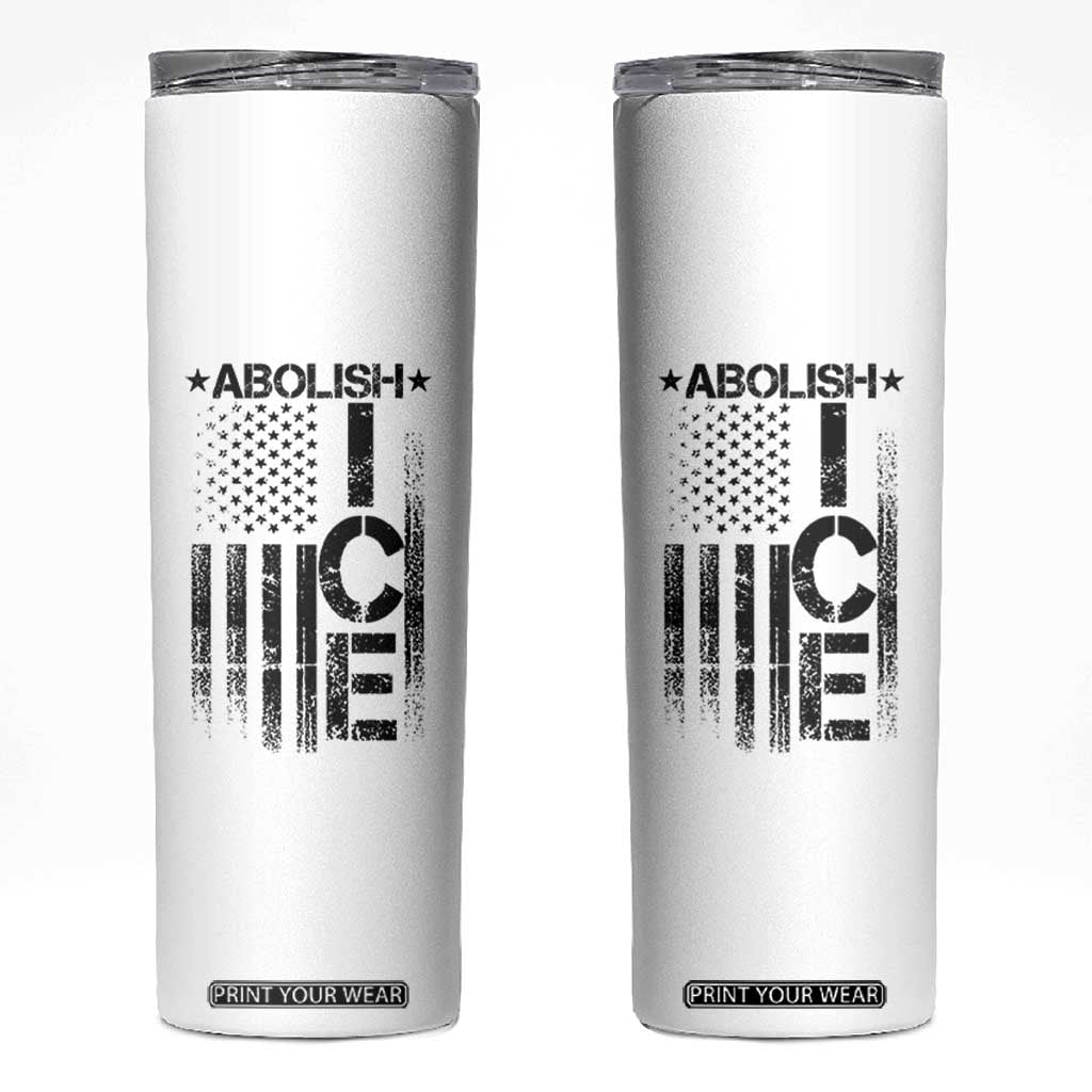 Abolish ICE Skinny Tumbler Vintage American Flag TS10 White Print Your Wear