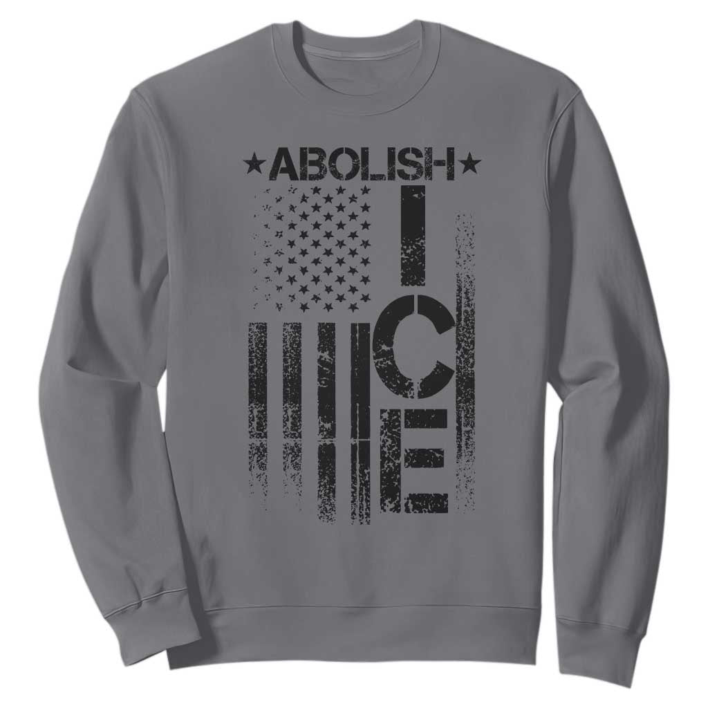 Abolish ICE Sweatshirt Vintage American Flag TS10 Charcoal Print Your Wear