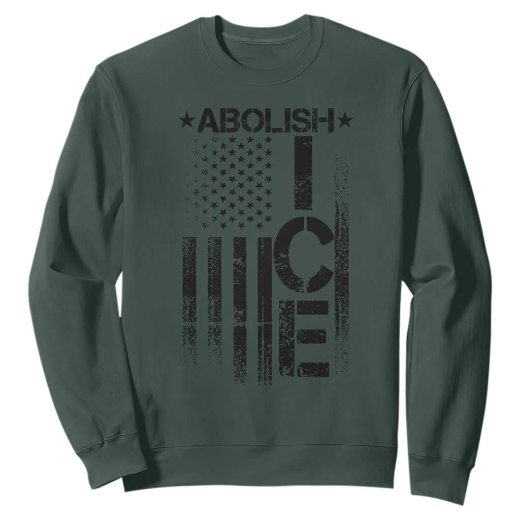 Abolish ICE Sweatshirt Vintage American Flag TS10 Dark Forest Green Print Your Wear