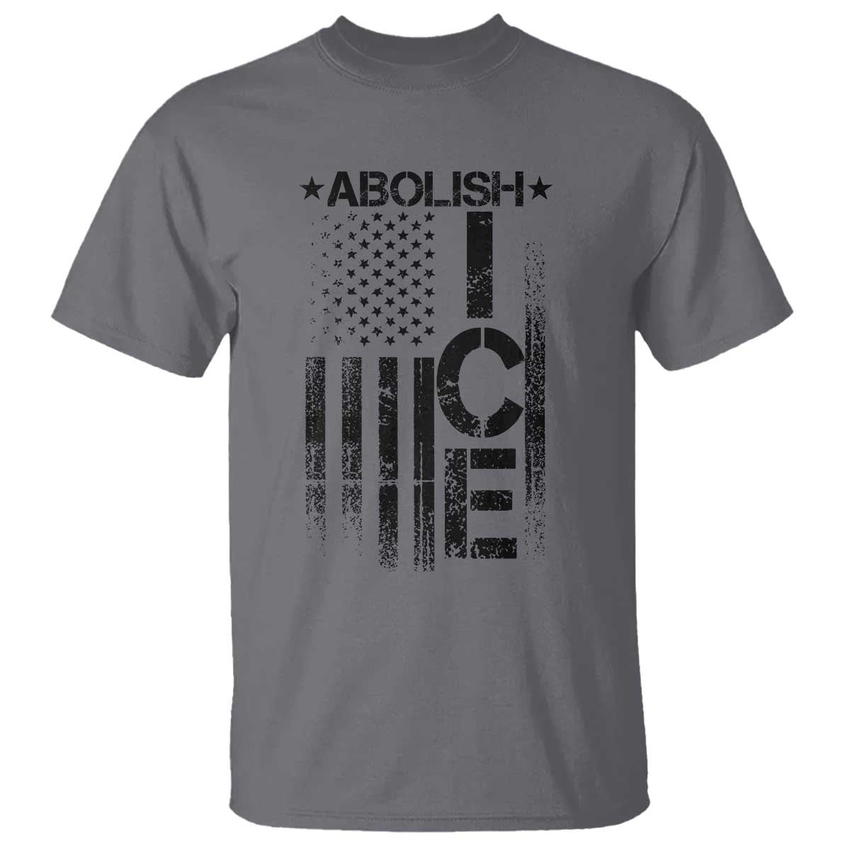 Abolish ICE T Shirt Vintage American Flag TS10 Charcoal Print Your Wear