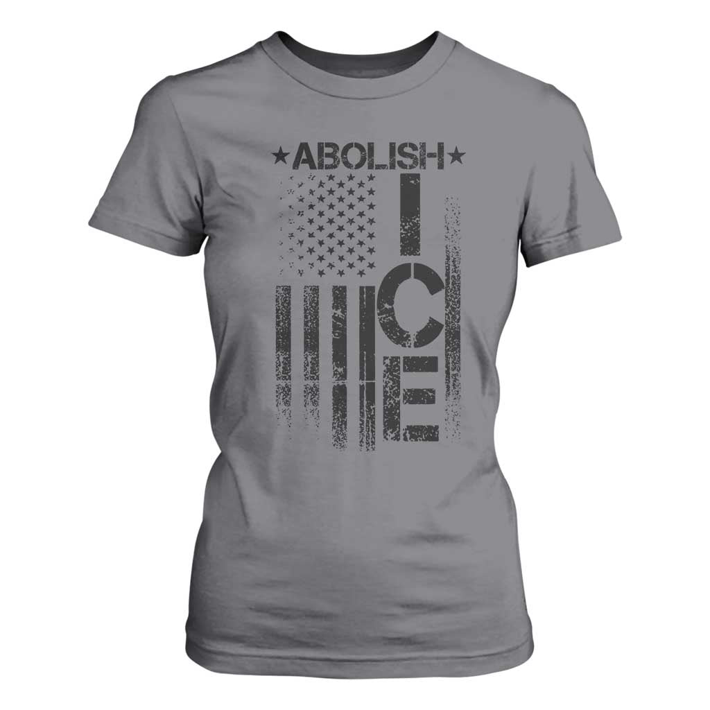 Abolish ICE T Shirt For Women Vintage American Flag TS10 Charcoal Print Your Wear