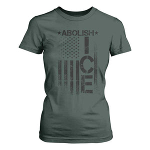 Abolish ICE T Shirt For Women Vintage American Flag TS10 Dark Forest Green Print Your Wear