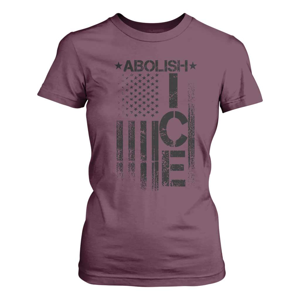 Abolish ICE T Shirt For Women Vintage American Flag TS10 Maroon Print Your Wear