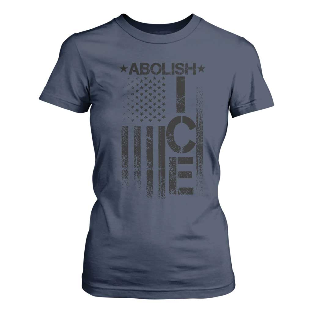 Abolish ICE T Shirt For Women Vintage American Flag TS10 Navy Print Your Wear