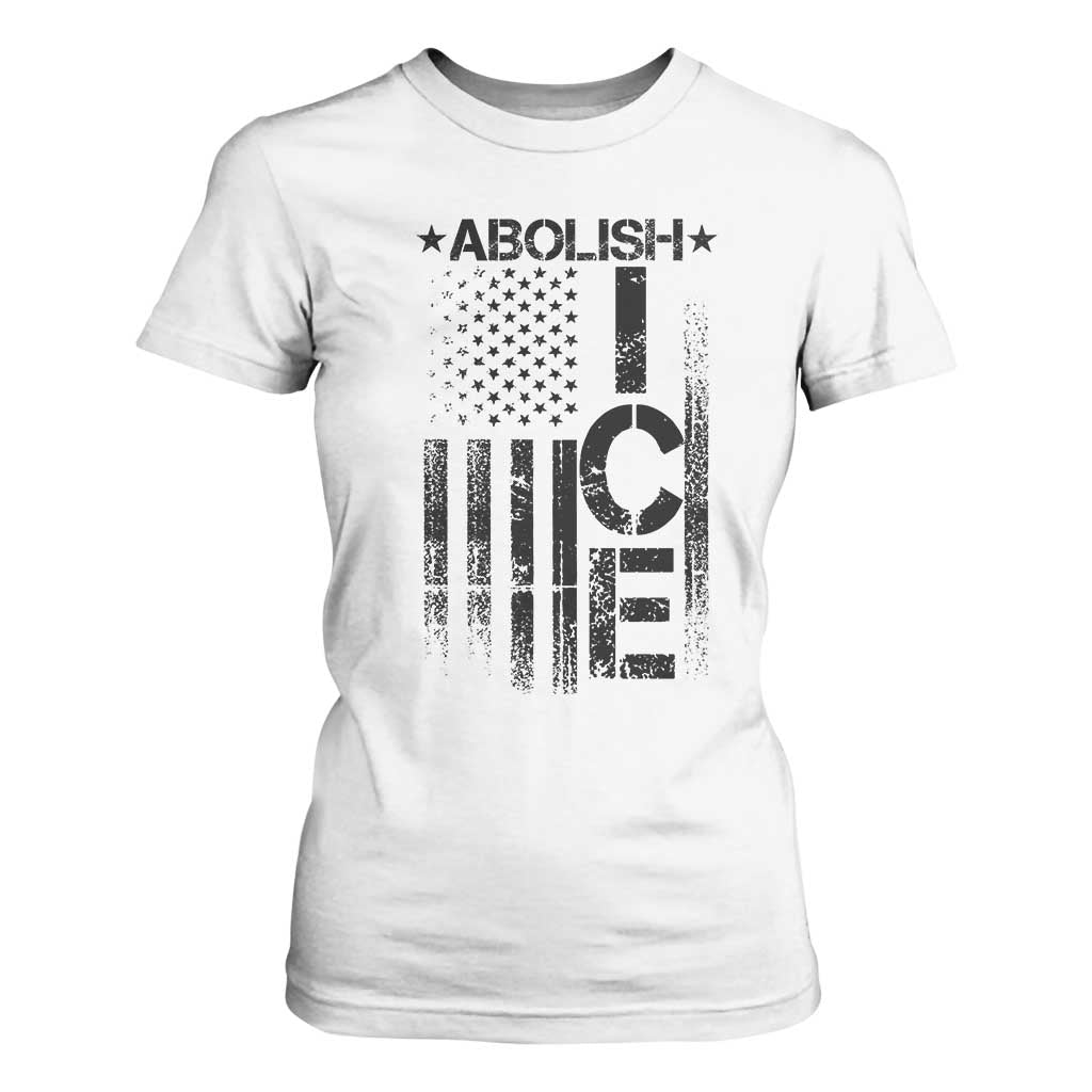 Abolish ICE T Shirt For Women Vintage American Flag TS10 White Print Your Wear