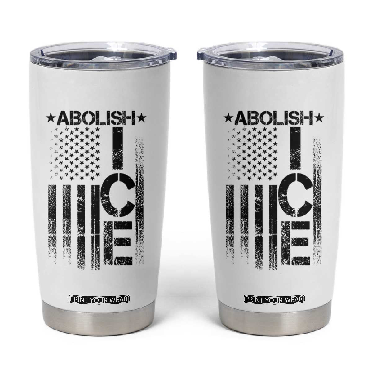 Abolish ICE Tumbler Cup Vintage American Flag TS10 White Print Your Wear